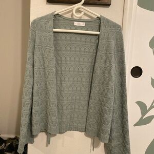 LC Lauren Conrad Light Green Open-Front Cardigan